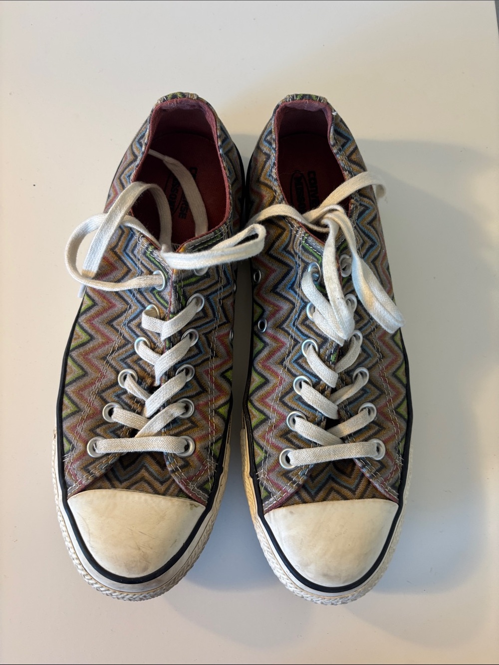 Converse Low Top Sneakers - Zigzag Multicolor with White Laces - Picture 1 of 2